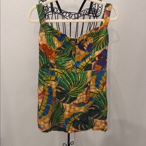 House of Harlow 1960 Green and Orange Camisole Midi Dress